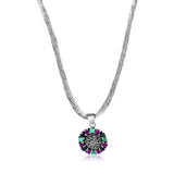 Collar Flor Piedras Preciosas Con Cordón De Seda 40 cm / Multicolor