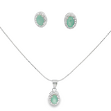 Juego Oval De Plata Con Piedras Preciosas Esmeralda