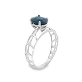 Anillo de Plata con Piedra Natural Redonda Esmeralda / 6
