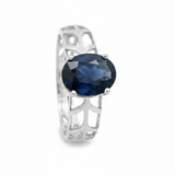 Anillo de Plata con Piedra Natural Redonda