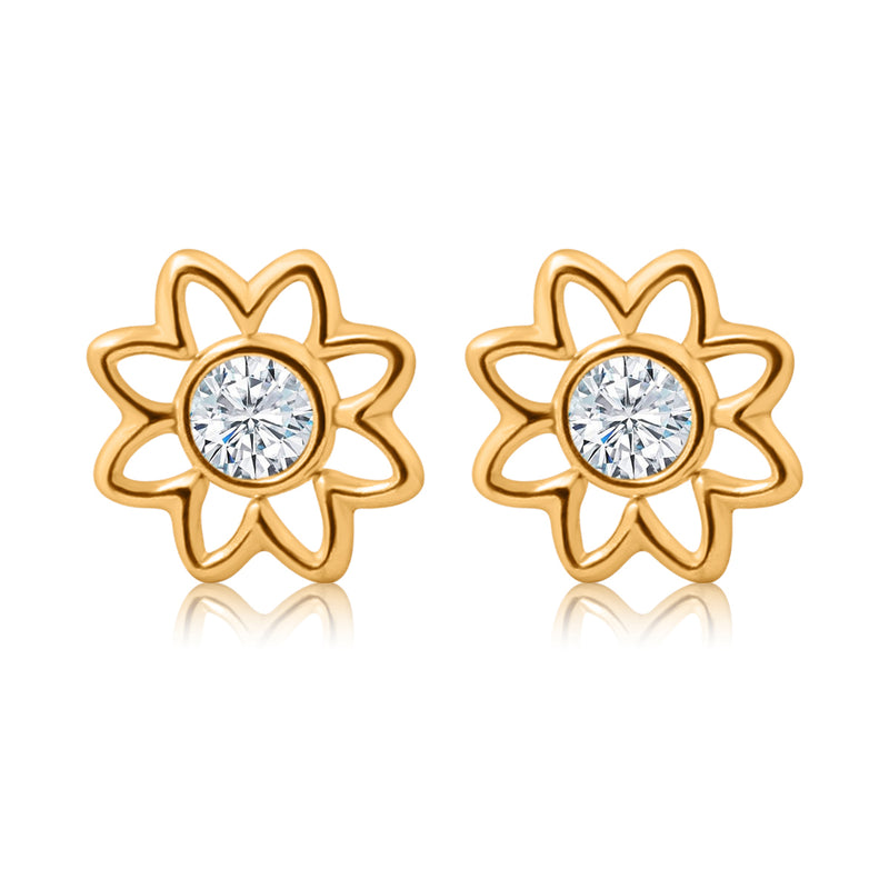 Aretes De Oro Sol Con Bisel