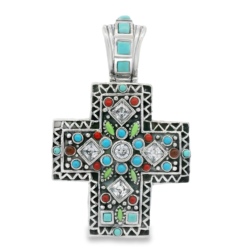 Cruz Grande de Plata con Piedras