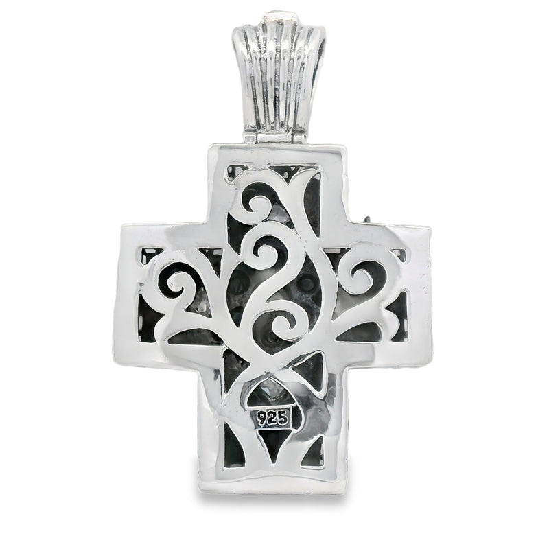 Cruz Grande de Plata con Piedras