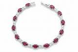 Pulsera De Piedra Natural Rubí Con Circonia