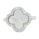 Anillo De Trébol De Color Con Circonia Ajustable 7-9 / Negro