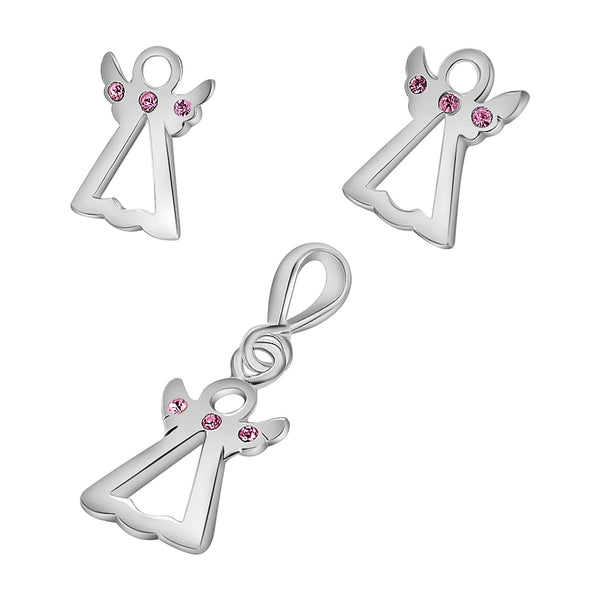 Juego Ángel De Plata Circonia / Azul