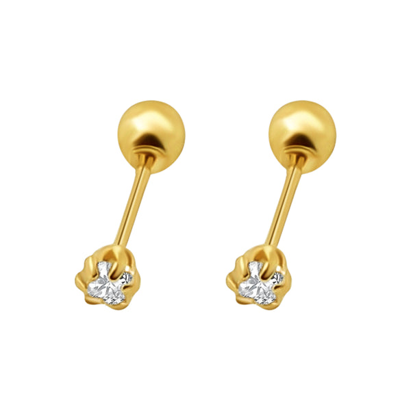 Aretes De Oro Mini Con Circonia