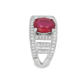 Anillo de Circonia con Piedra Natural al Centro Rubi / 6
