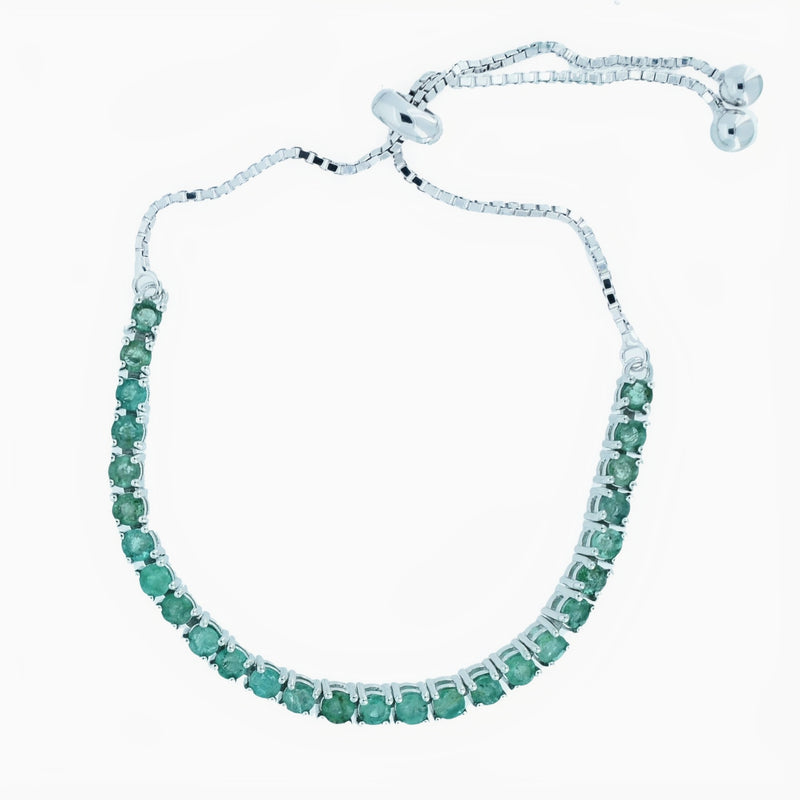 Pulsera De Plata Con Piedras Preciosas Ajustable