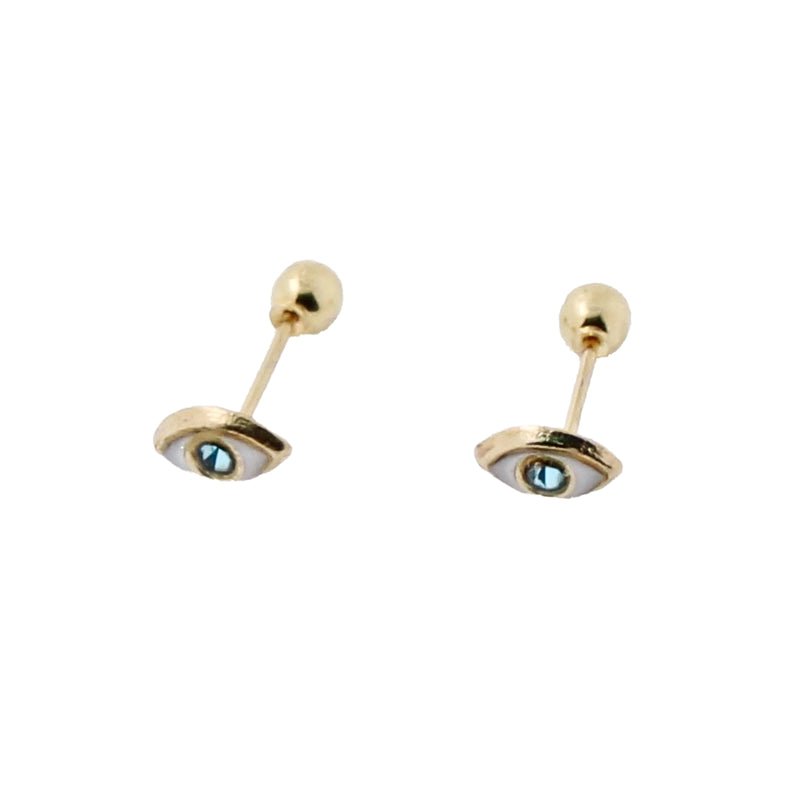 Aretes De Oro Ojo Turco Esmaltado