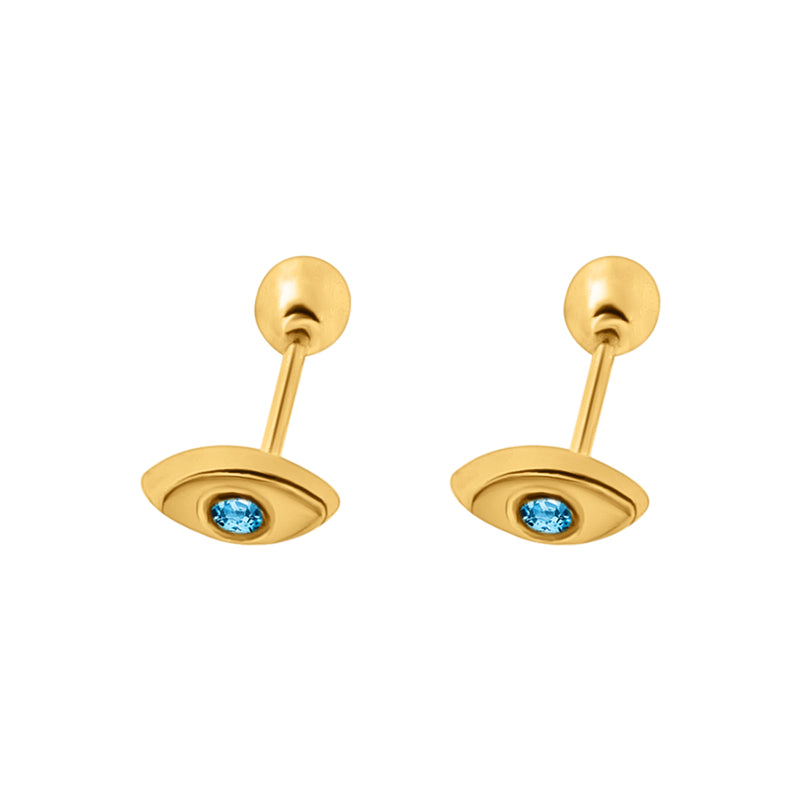 Aretes De Oro Ojo Turco Esmaltado