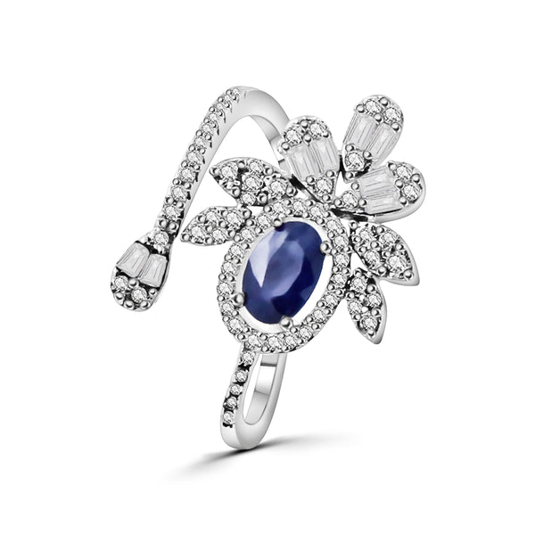 Anillo De Plata Con Piedra Natural Y Circonia Esmeralda / #6