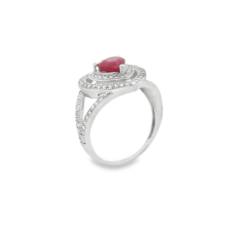 Anillo de Circonia con Piedra Natural en Forma de Corazon Rubi / 6