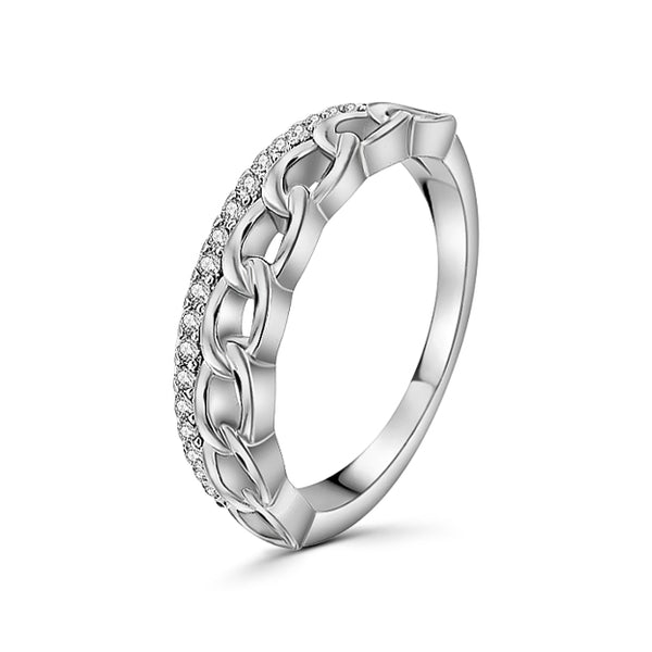 Anillo Doble de Cadena Circonia #6