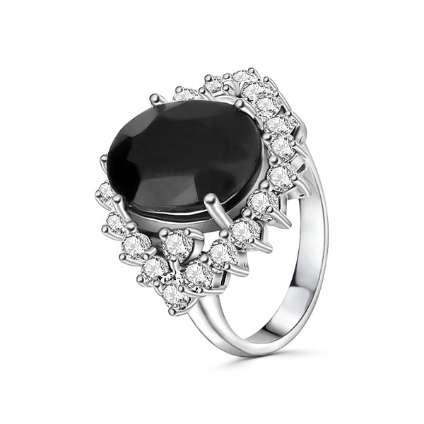 Anillo De Plata Con Circonia #6 / Onix