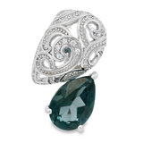 Anillo de Gota de Piedra Natural y Circonia 10 / Esmeralda