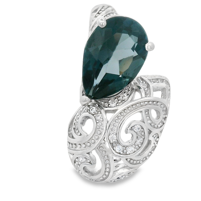 Anillo de Gota de Piedra Natural y Circonia 10 / Esmeralda