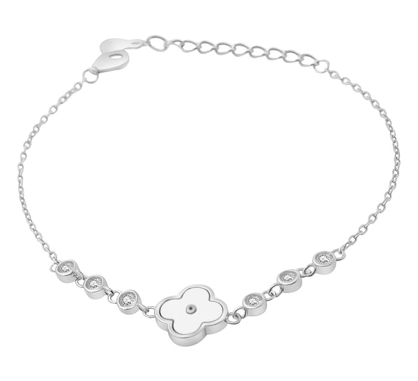 Pulsera de Flor con Circonia Rojo