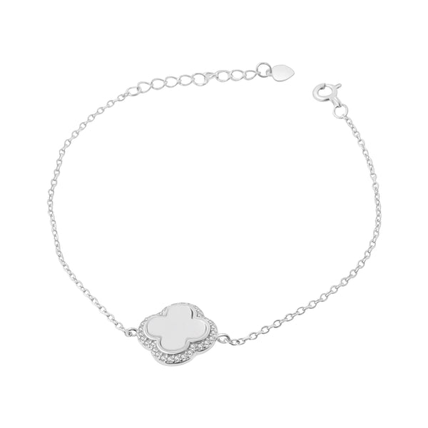 Pulsera Trébol Blanco con Circonia