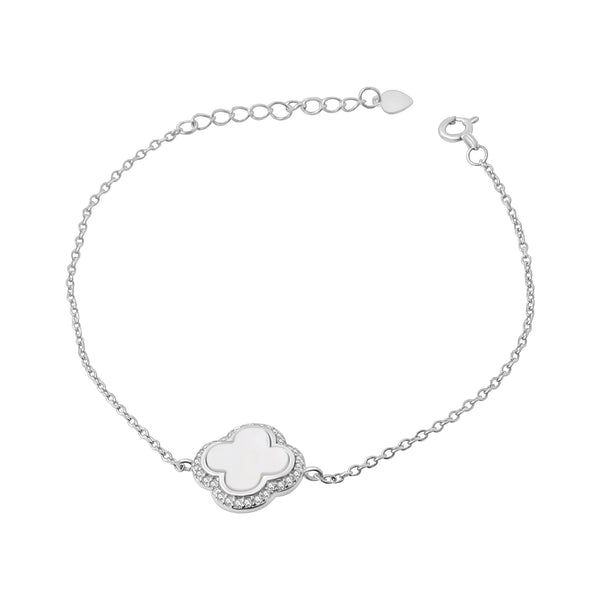 Pulsera Trébol Blanco con Circonia