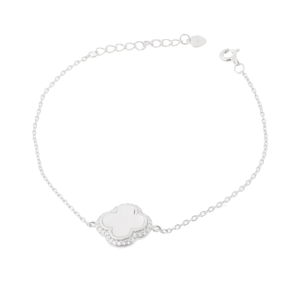 Pulsera Trébol Blanco con Circonia