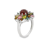 Anillo de Turmalina con Rubi Cabuchon en Flor 7