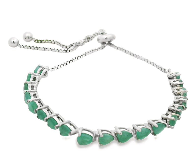 Pulsera Ajustable Gotas Plata Con Piedra Natural