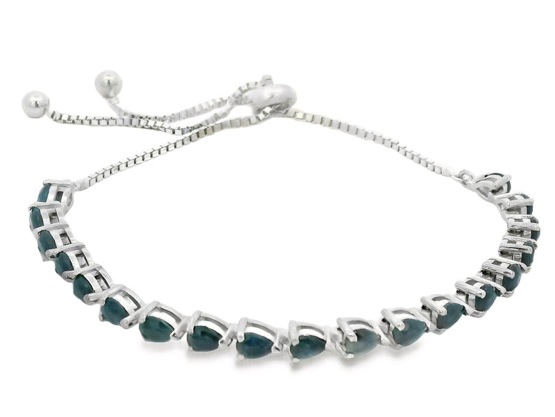 Pulsera Ajustable Gotas Plata Con Piedra Natural