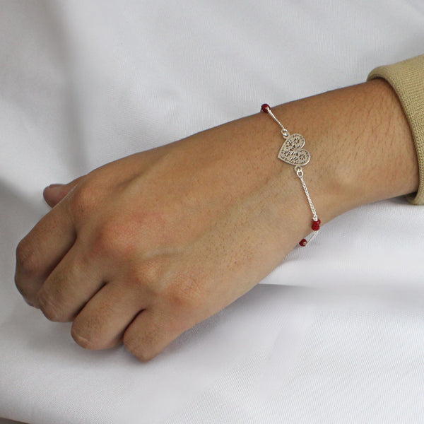 Pulsera de Corazón de Plata