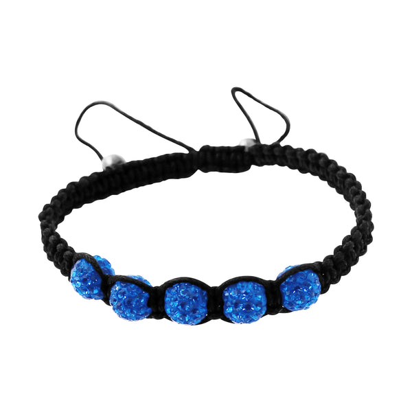 Pulsera Tejida Ajustable con Bolas de Fuego Azul