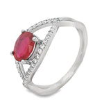 Anillo Ojo Cruzado Piedra Natural Y Circonia