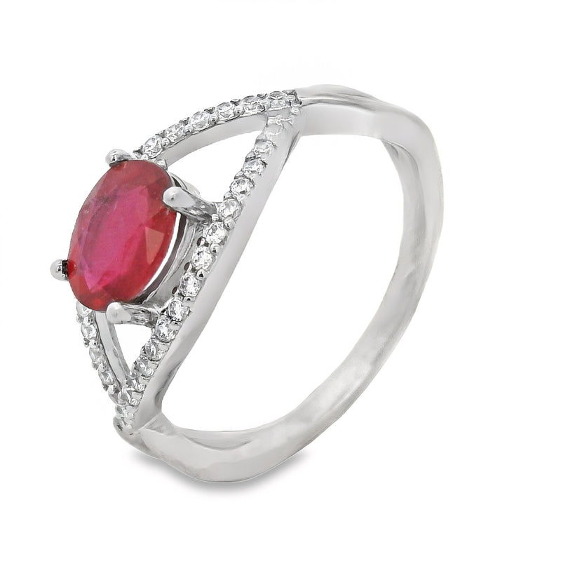 Anillo Ojo Cruzado Piedra Natural Y Circonia