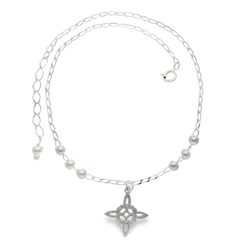 Tobillera de Nudo de Bruja de Plata