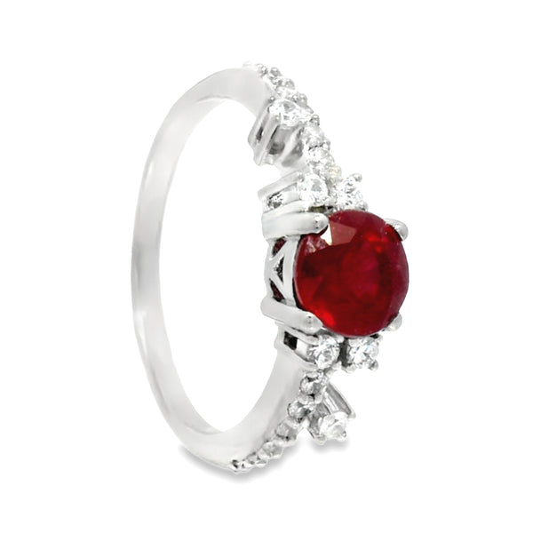 Anillo Solitario De Plata Con Piedra Natural Y Circonia Zafiro / #6
