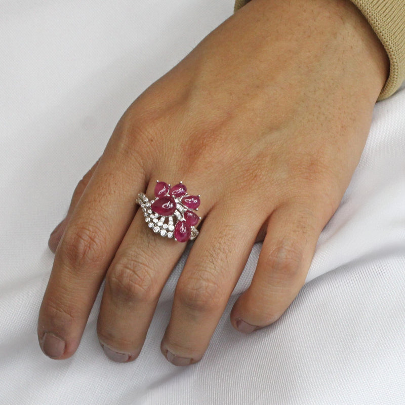 Anillo Cabuchon de Piedra Natural Rubi / 8