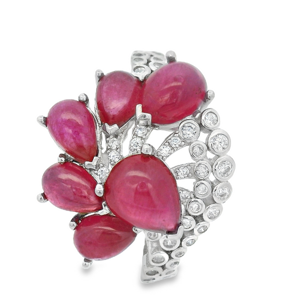 Anillo Cabuchon de Piedra Natural Rubi / 8