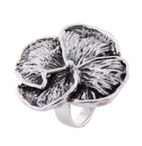 Anillo Flor Oxidado De Plata