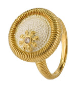 Anillo Circulo Flor Dorado De Plata