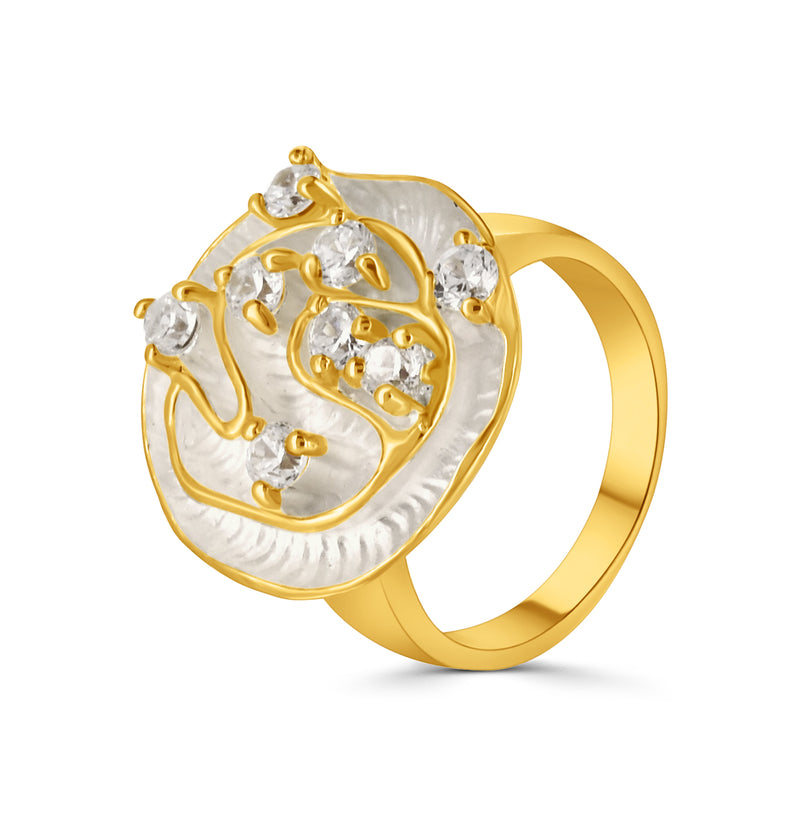 Anillo Dorado Con Circonia De Plata #7