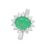 Anillo de Piedra Natural con Circonia Alrededor Esmeralda / 6