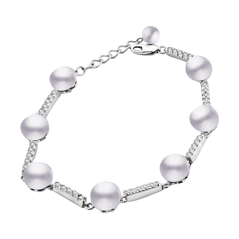 Pulsera De Plata Con Perla Y Circonia Perla Con Circonia