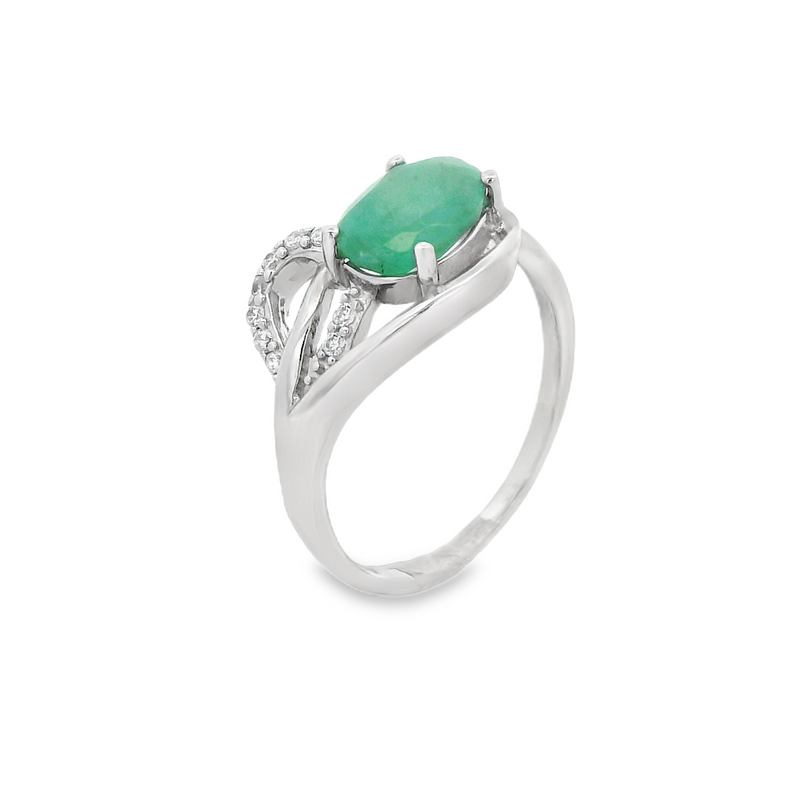 Anillo Piedra Natural con Circonia Esmeralda / 6