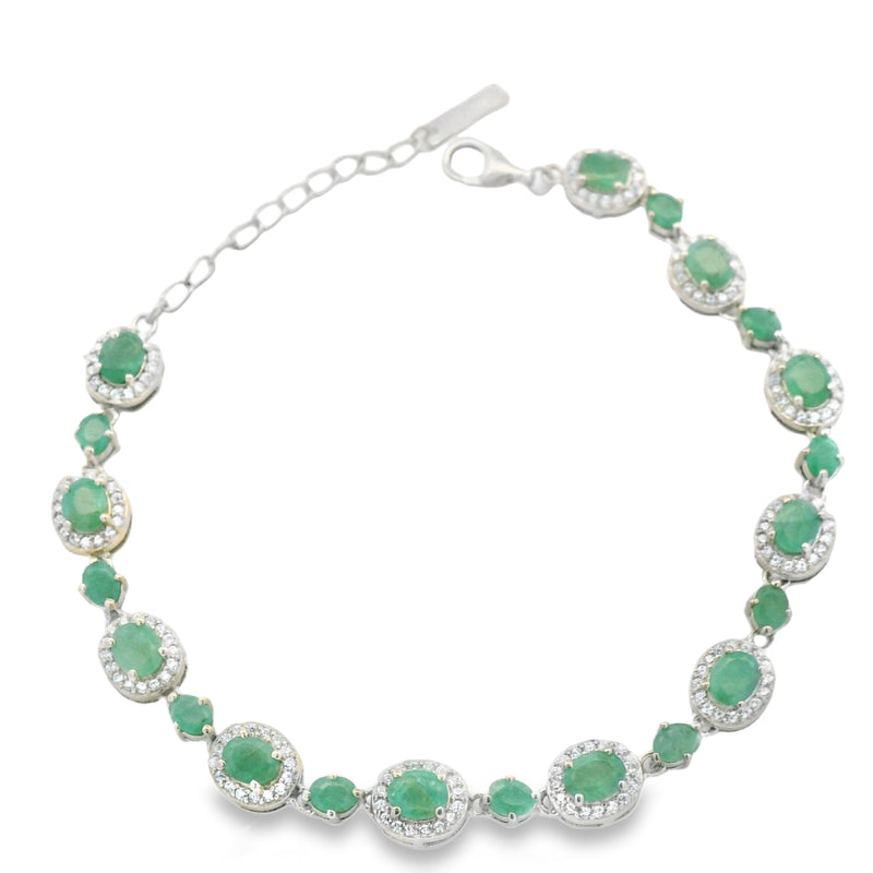 Pulsera Piedras Preciosas Esmeralda / 16.5 cm a 19.5