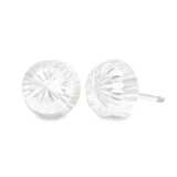 Arete Media Bola Diamantada con Broche de Bolita