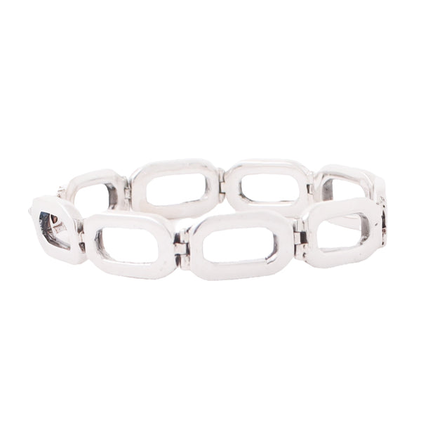 Pulsera De Eslabón Oval Plata Lisa