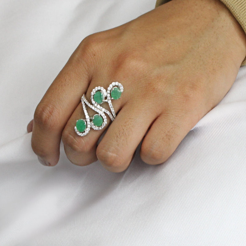 Anillo de Piedra Natural con Circonia Esmeralda / 7