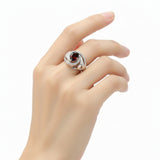 Anillo De Plata Con Piedra Natural Granate 8