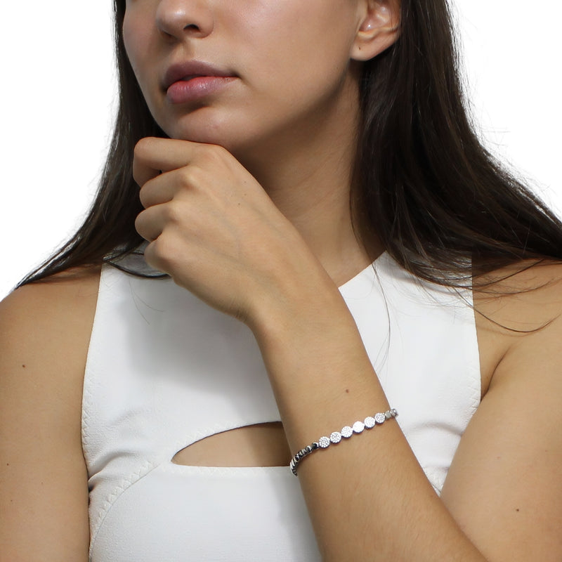 Pulsera Circulos con Circonia y Plata Lisa