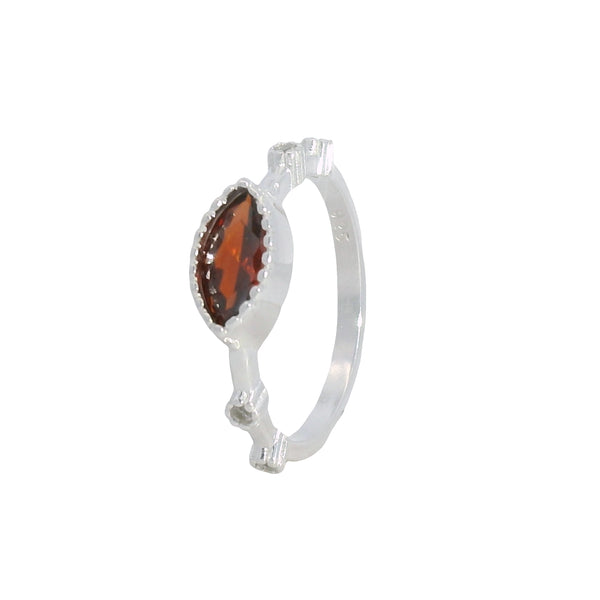 Anillo de Plata con Circonia Ovalo Rojo / 5