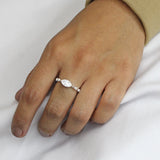 Anillo de Plata con Circonia Ovalo Rojo / 5